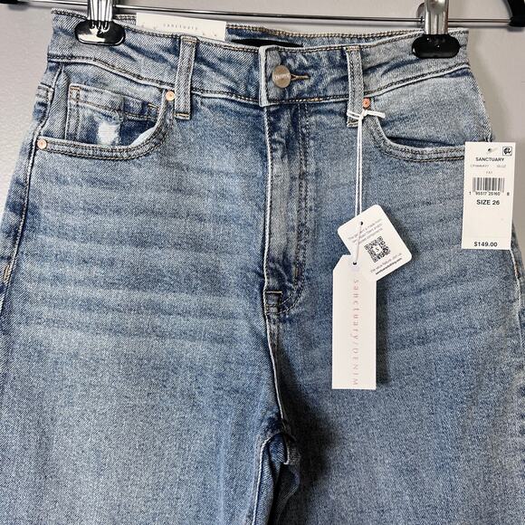 Sanctuary Revolve The Flashback High Rise Wide Leg Jeans Raw Hem Slit 26 NWT - Picture 4 of 14